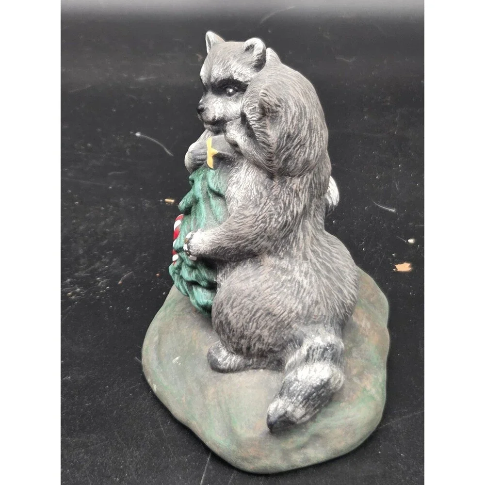 Penrose Cute Raccoons With Christmas Tree Figurine